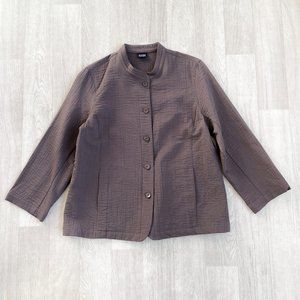 Eileen Fisher Stand Collar Jacket in Cobblestone Brown Size Small